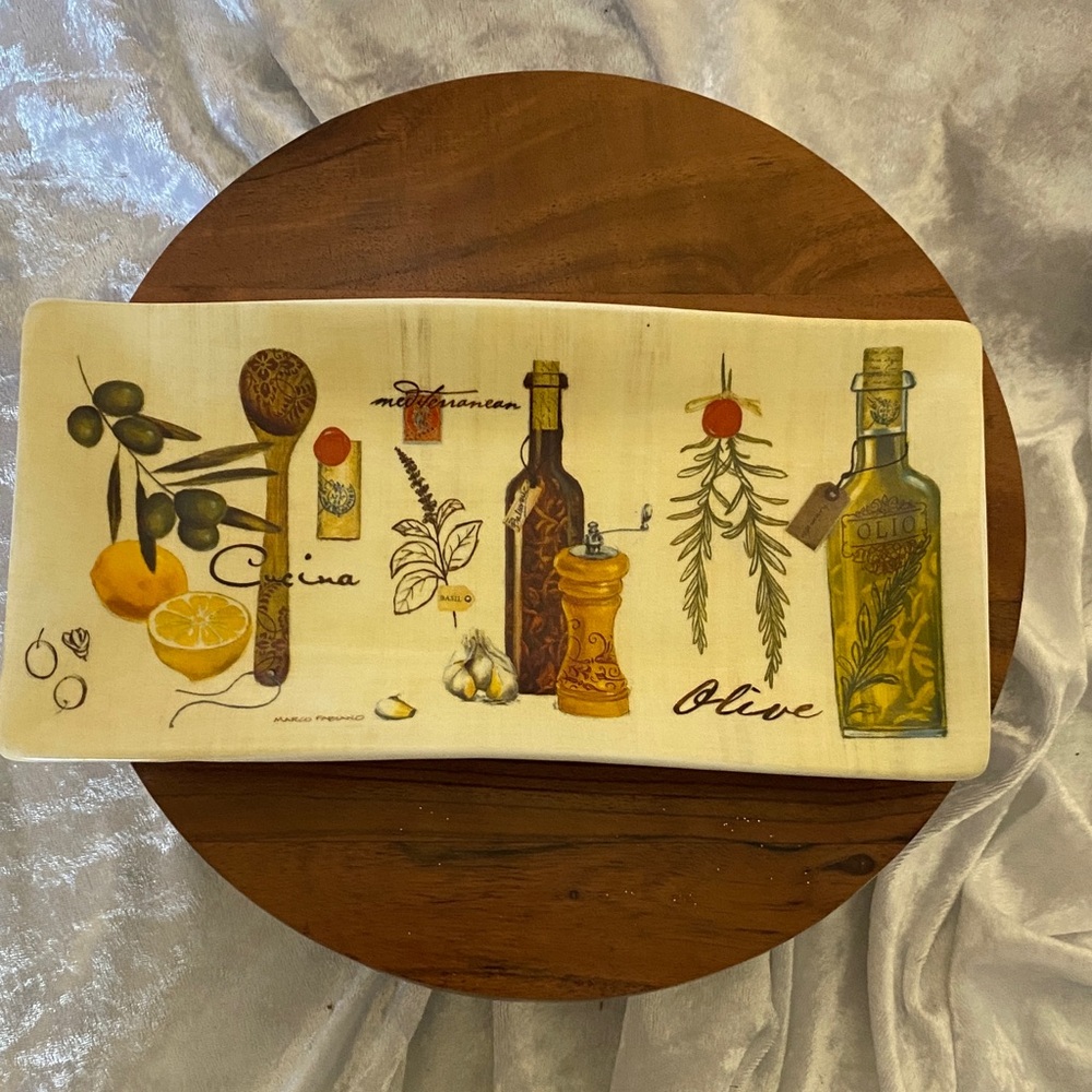 Mediterranean Olive Oil Kitchen Plaque - Yellow & Green